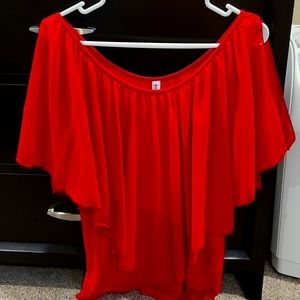 Sexy,‎ frilly red top